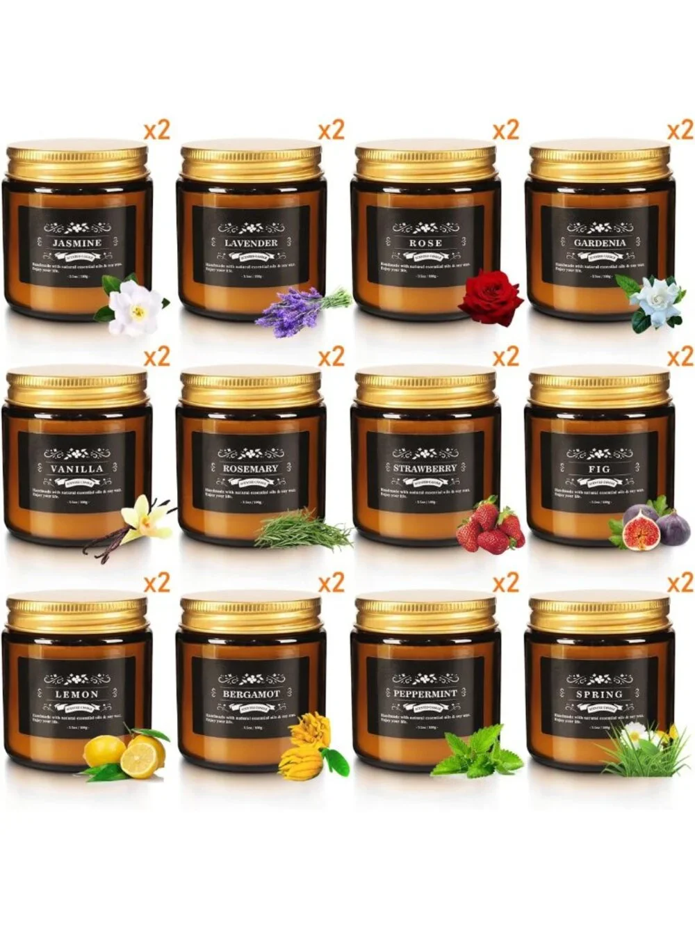 24 Pack Soy Wax Scented Candles - Aromatherapy, Essential Oil, Relaxation Gifts